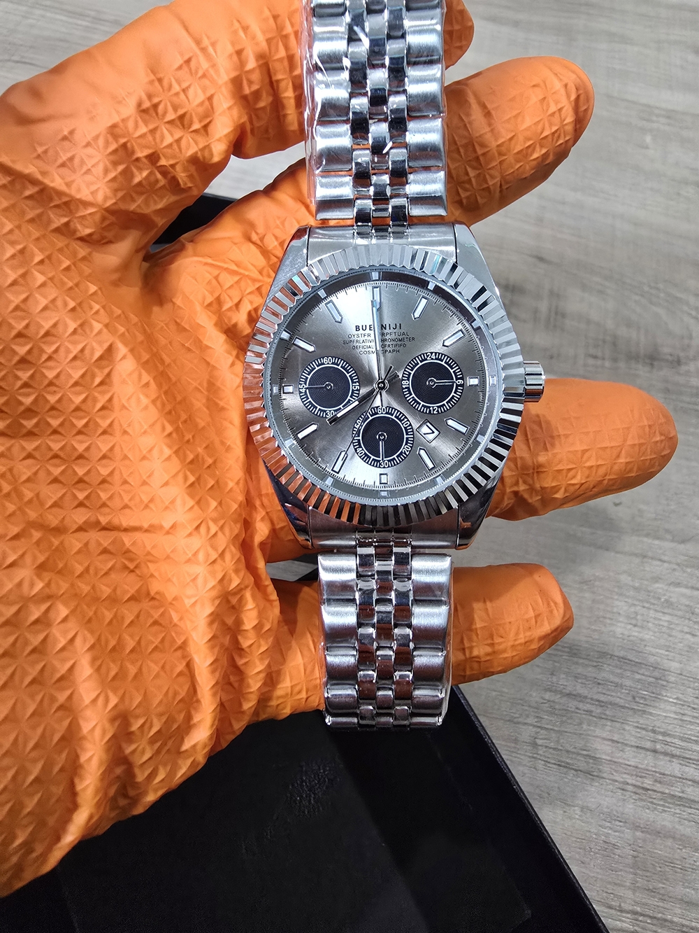 Silver Authomatic Stainless Steel Chronograph Watch - Men Accessories
